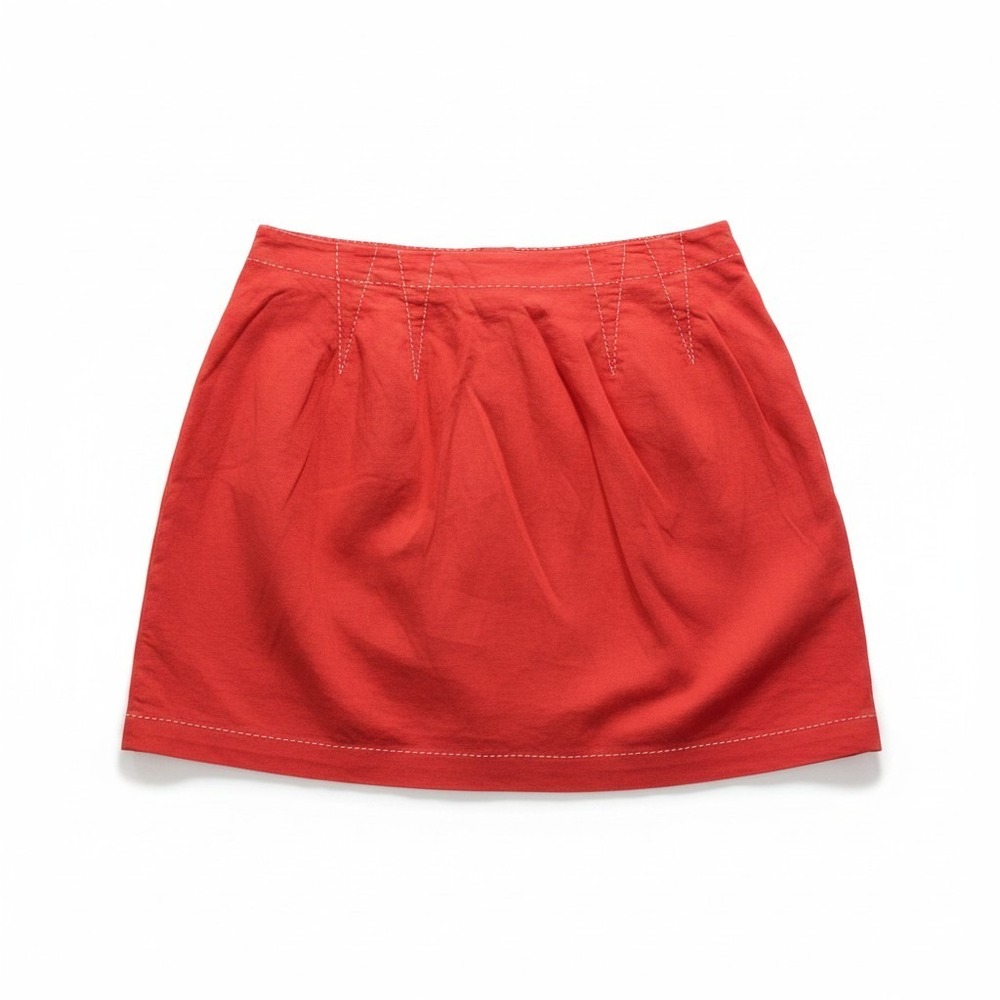 Harve Benard‎ 14P Womens Red Linen Blend Mini Skirt Vintage Casual Boho